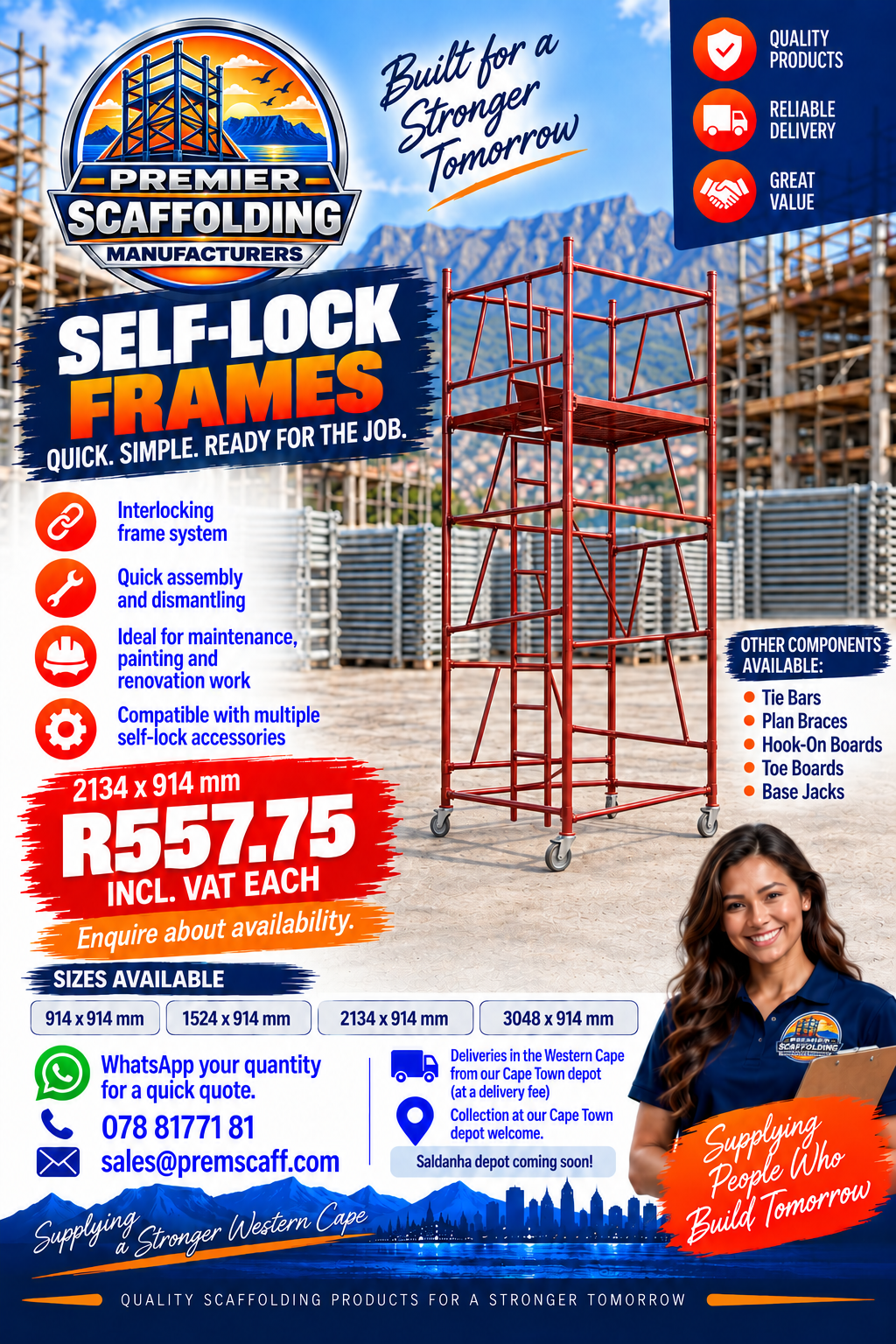 Premier Scaffolding Self-Lock tower advertising reference